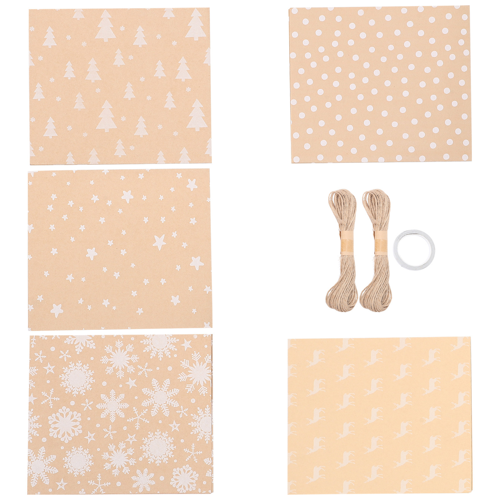Flower Wrap Kraft - 5 Adet Noel Hediye Paketleme Kağıdı