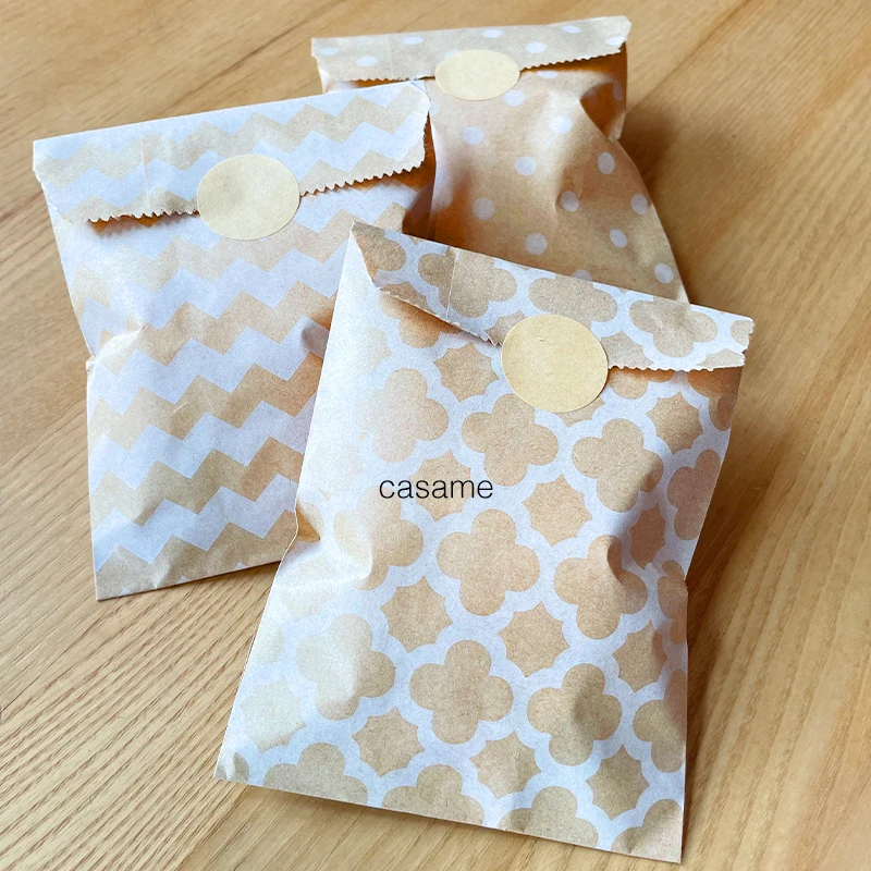 Flower Wrap Kraft - 25 adet Kraft Kağıt Torbalar Şeker