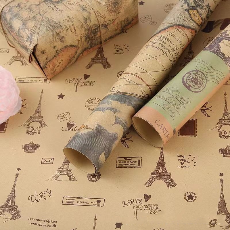 Vintage Gazete Desenli Ambalaj - Flower Wrap Kraft incelemesi ve fiyatı