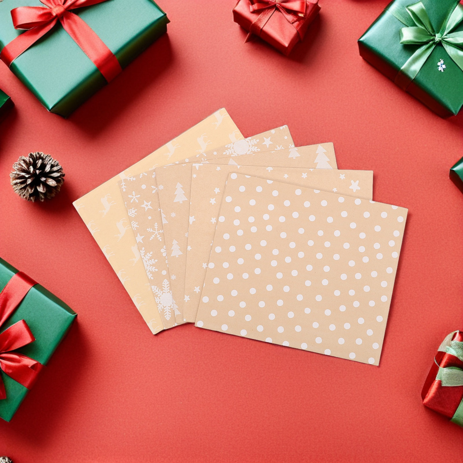 5 Adet Noel Hediye Paketleme K - Flower Wrap Kraft incelemesi ve fiyatı